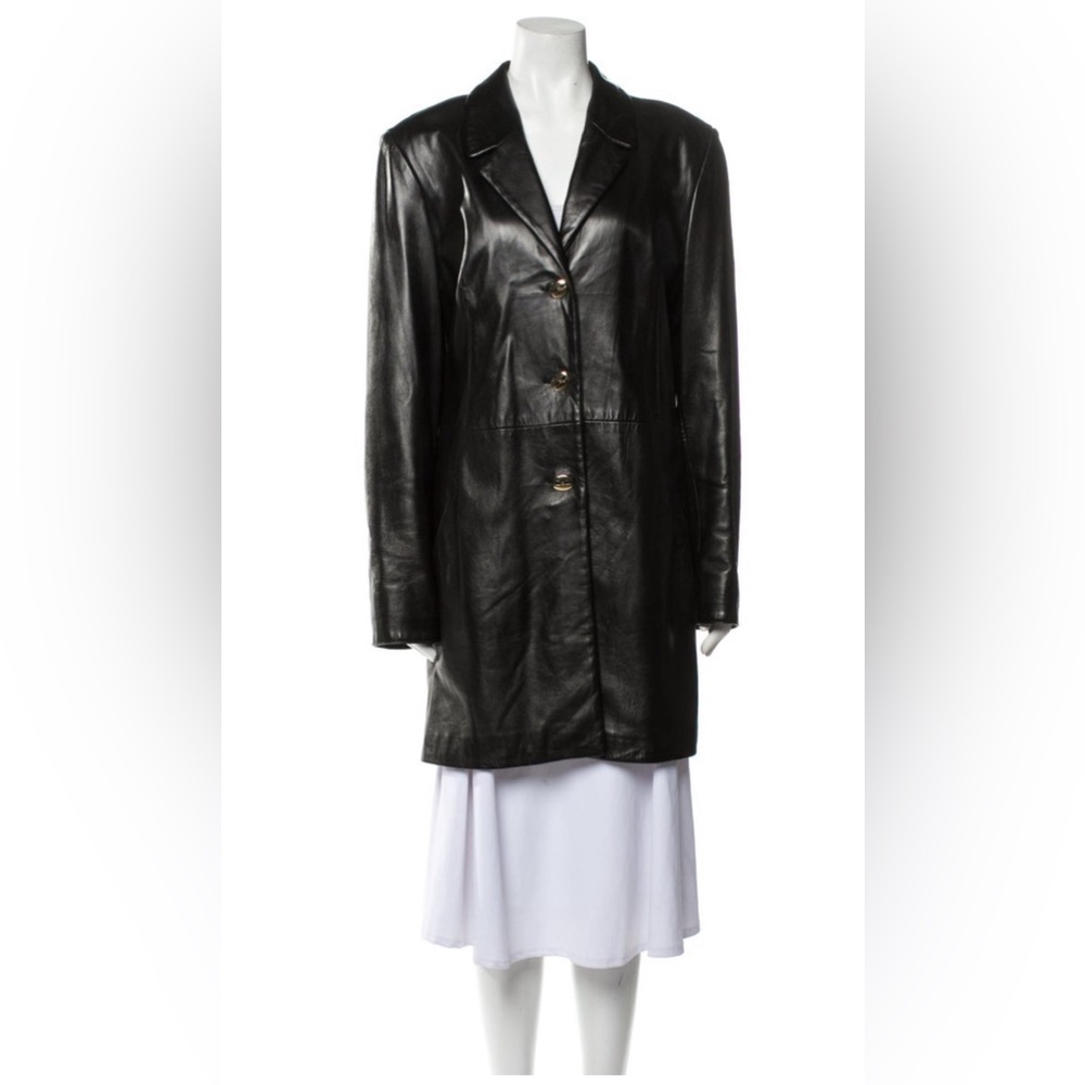 St John Black Leather Jacket Sz L